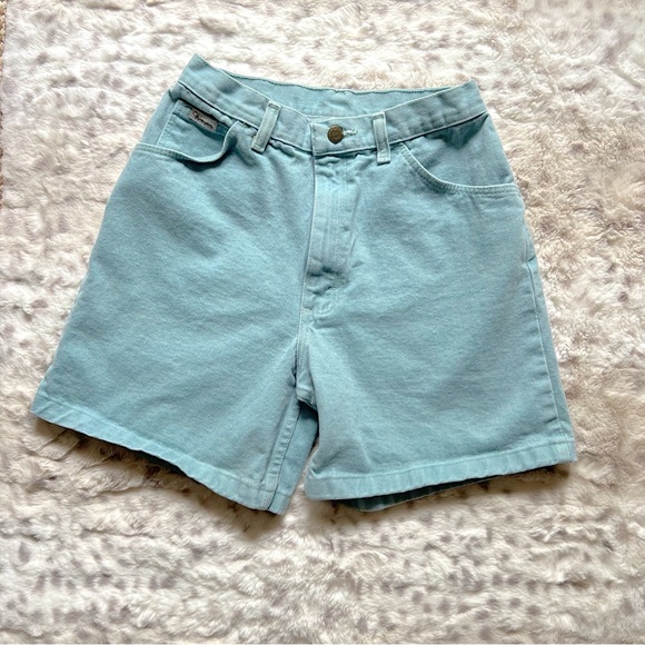 Wrangler 90’s Teal Mint High Waist Denim Shorts Vintage Jean Shorts - Picture 2 of 5
